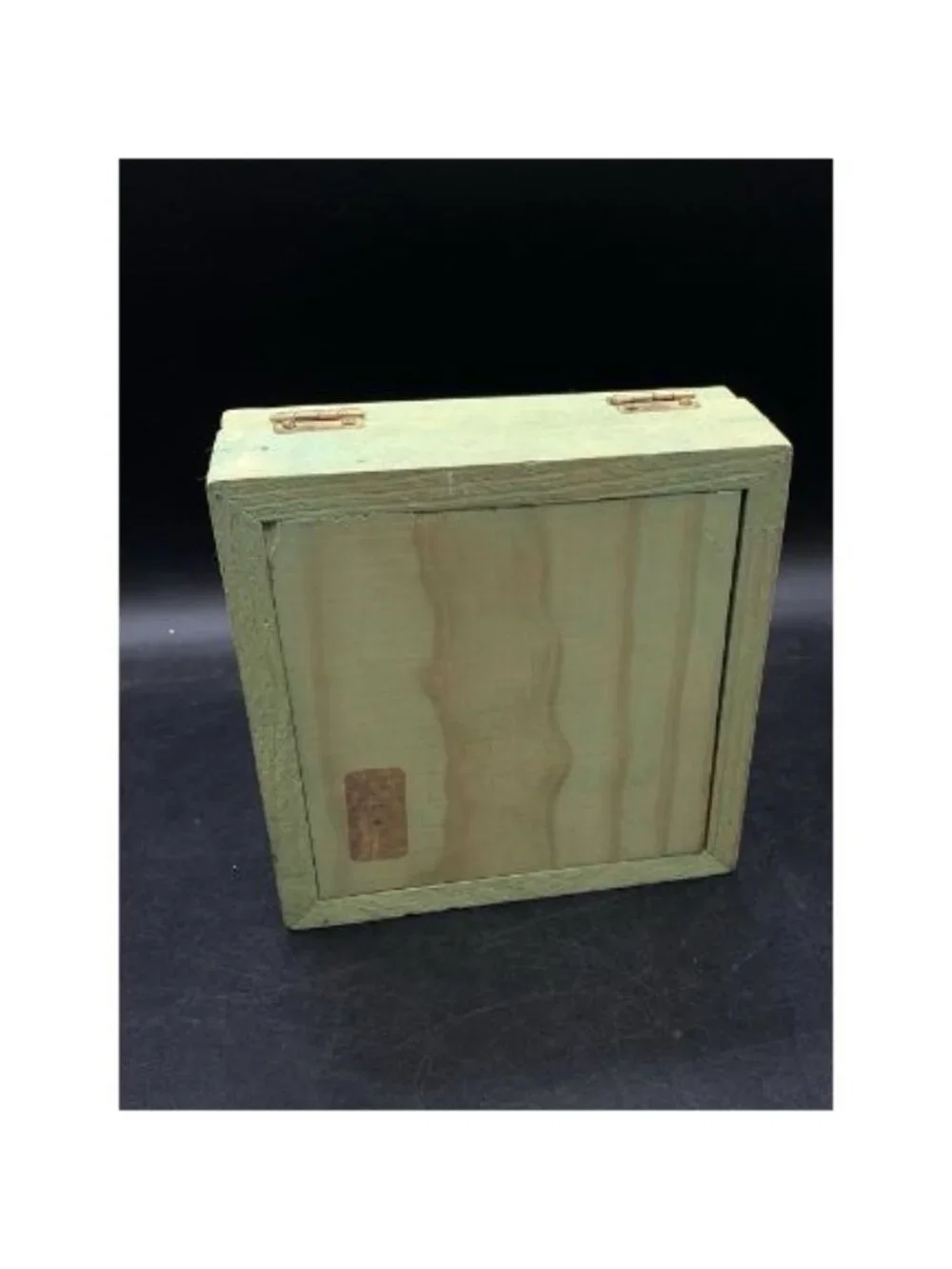 Hand Carved Green Wooden Box Tree of Life Keepsake 6”